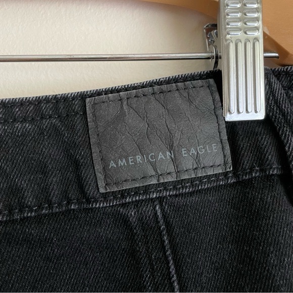 American Eagle Button Front Denim Mini Skirt Washed Black - Picture 3 of 8